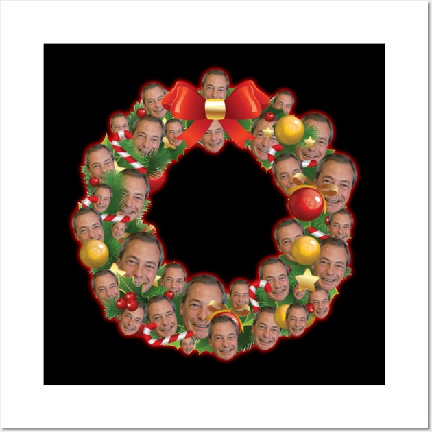 Nigel Farage UKIP Multiface Christmas Wreath Wall Art by miyucapy